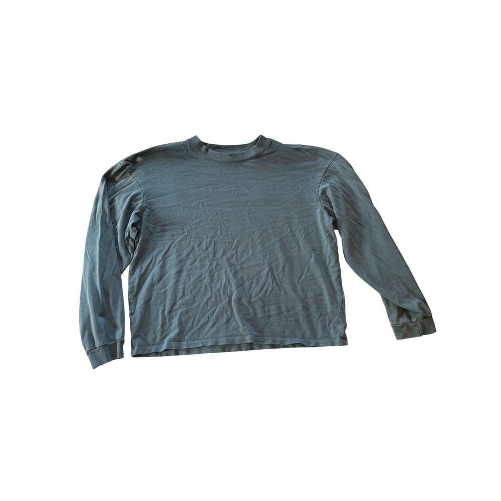 Madewell Womens Shirt Size S Long Sleeve Supima Cotton Crewneck Blue Green